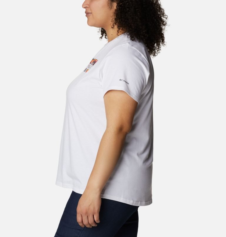 Women's Columbia Sun Trek Graphic T Shirts White | Plus Size CA-O86L5